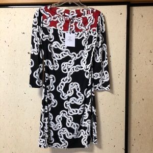 NWT DVF Ruri Dress Black/Red/White Mini